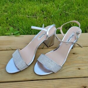 Silver Block Heel Sandals